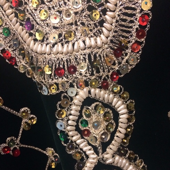 Velvet 1970s Vintage Kaftan - Forest Green - Picture 4 of 5